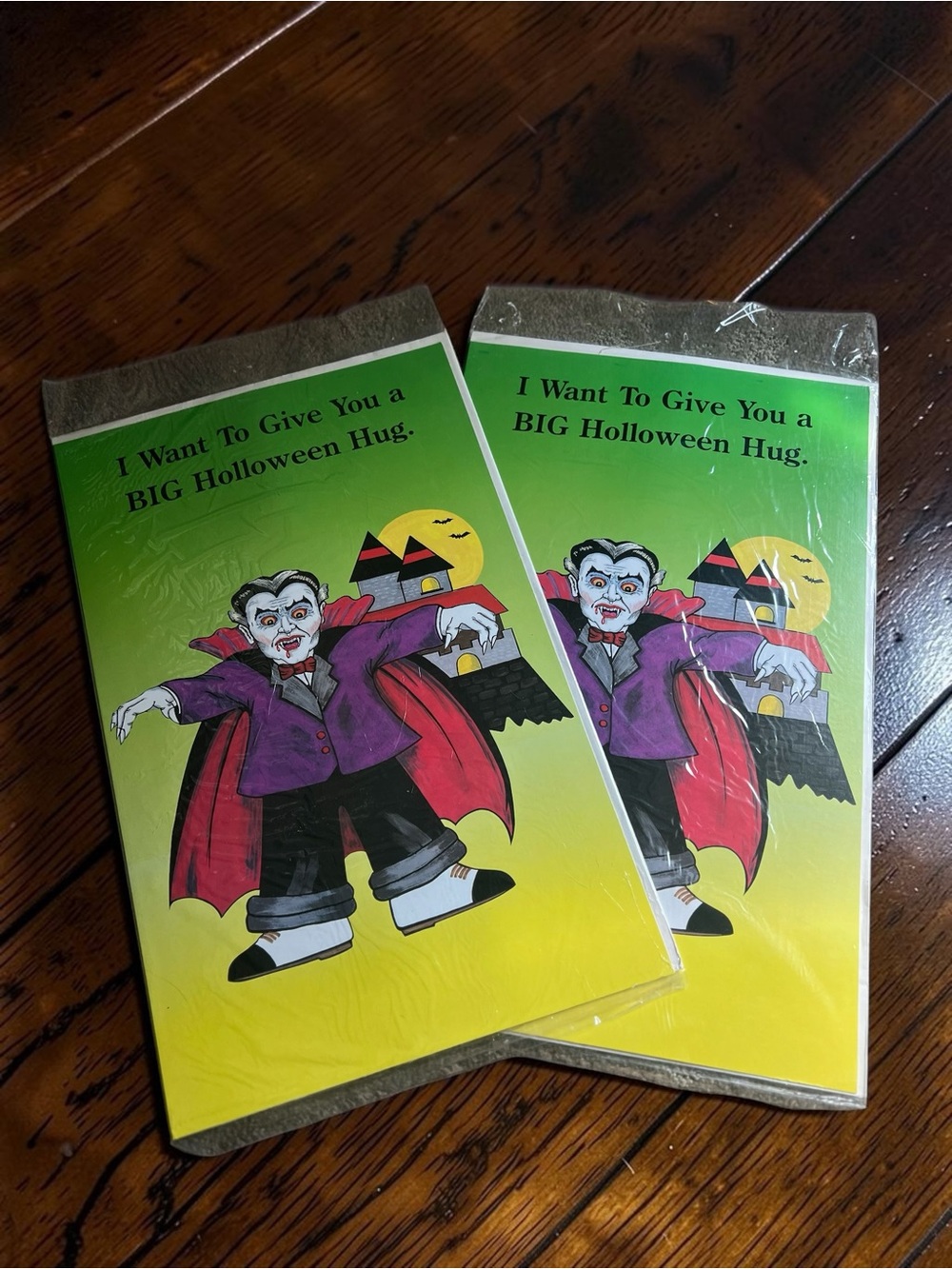 Vintage Jumbo Halloween Greeting Cards Set of 2 NOS Dracula Vampire